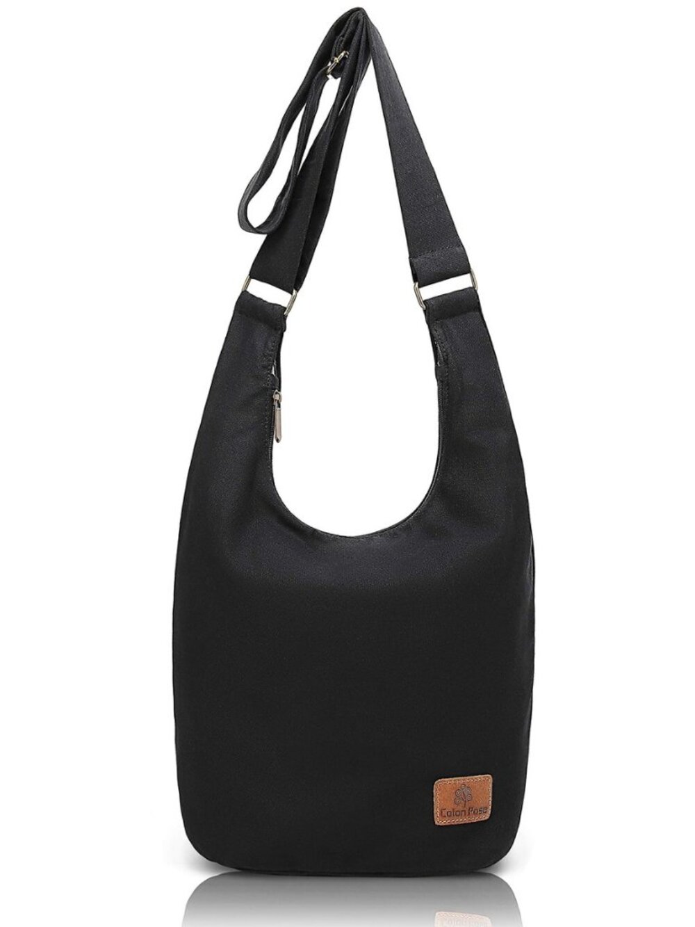 Women Hippie Crossbody Bag - Top Zip Large Capacity Canvas Sling Bag - Jacquard